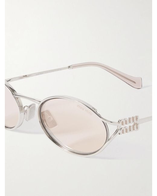 Miu Miu Natural Oval-Frame-Tone Sunglasses