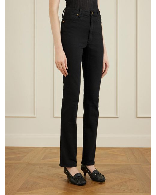 Khaite Black Daria High-Rise Slim-Leg Jeans