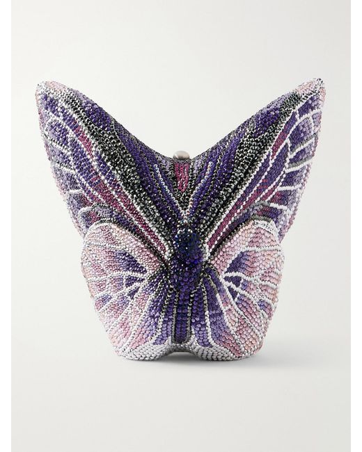 Judith Leiber Blue Butterfly Crystal-Embellished-Tone Clutch