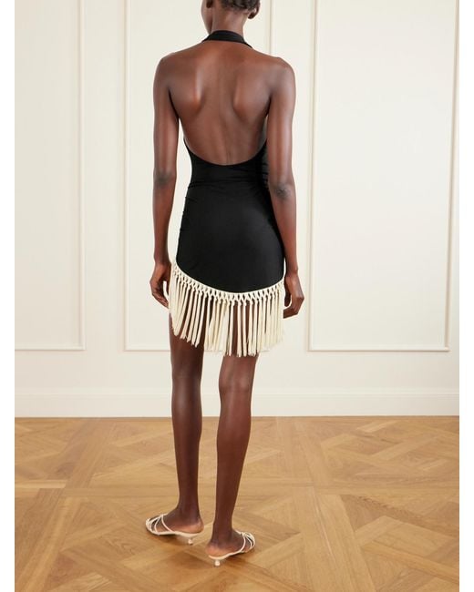 ‎Taller Marmo Black Tropicana Set Aus Neckholder-Badeanzug Und Pareo Mit Fransen