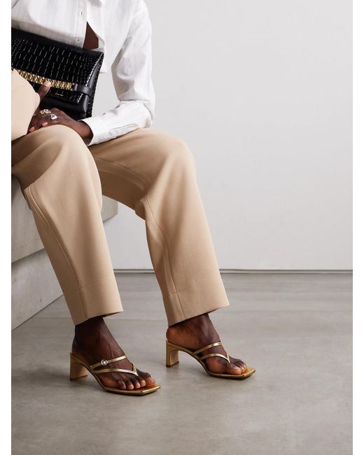 Aeyde Natural Giselle Metallic Leather Sandals