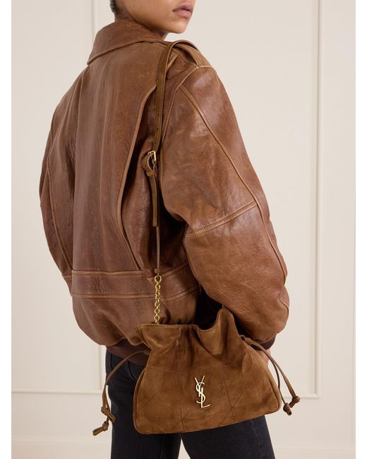 Saint Laurent Brown Jamie Quilted Suede Shoulder Bag