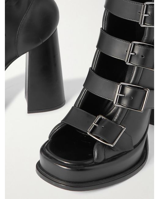 Alexander McQueen Black Buckled Leather Sandals