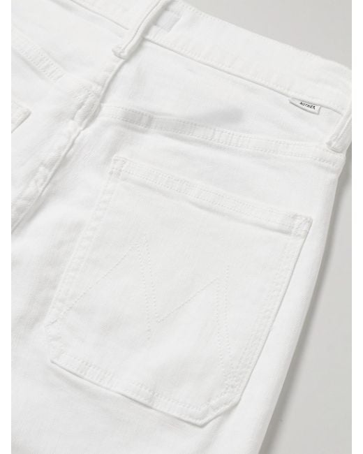 Mother White The Patch Pocket Undercover Sneak High-Rise Wide-Leg Jeans