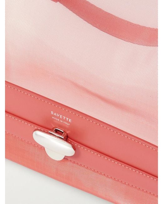 SAVETTE Pink Symmetry Pochette Leather And Mesh Tote