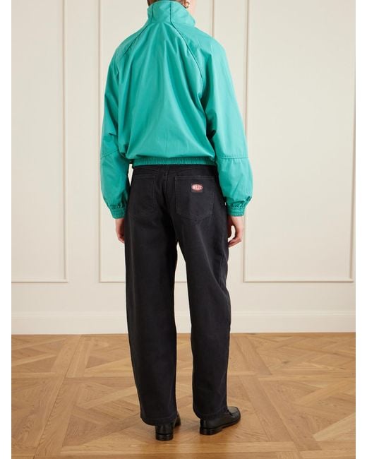 Willy Chavarria Blue Ruff Rider Embroidered Cotton Zip-Up Track Jacket