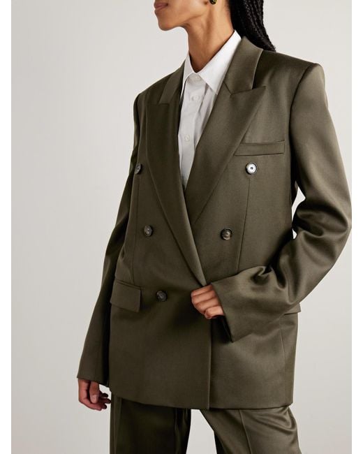 Stella McCartney Green Double-Breasted Wool-Crepe Blazer