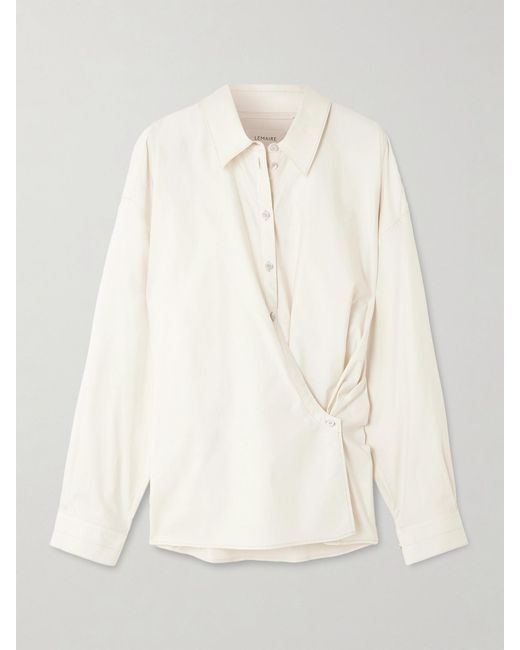 Lemaire Natural Twisted Cotton And Silk-Blend Poplin Wrap Shirt