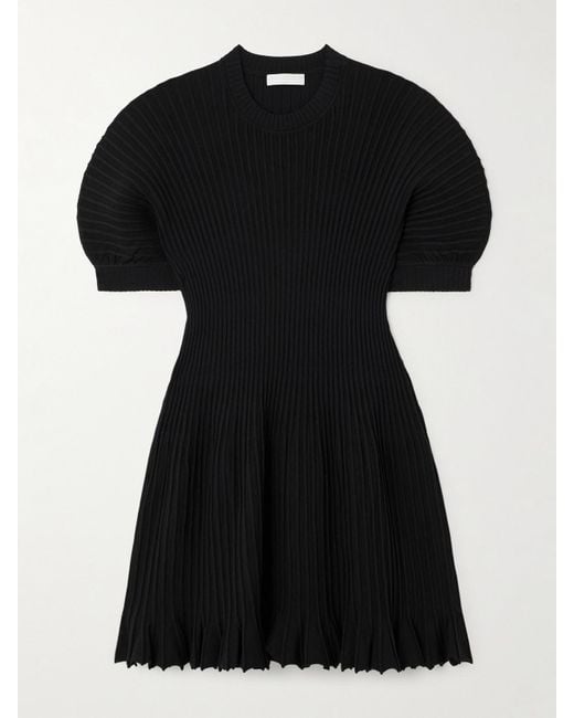 Ulla Johnson Black Talie Minikleid Aus Rippstrick Mit Falten