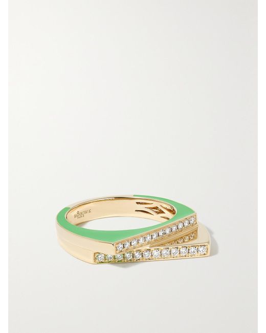 Rainbow K Metallic Handcuff 14-Karat, Diamond And Enamel Ring