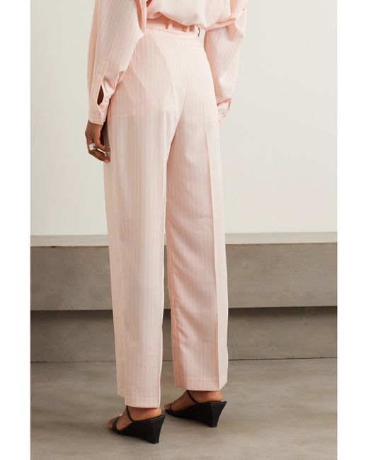 Pantalon Droit En Crêpe De Chine À Fines Rayures Et À Plis Tansy Frankie Shop en coloris Pink