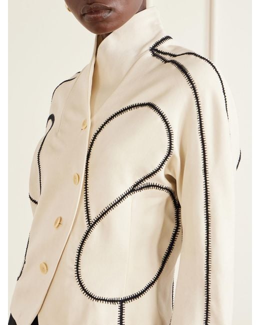 DIOTIMA Natural Idolo Stitch-Detailed Wool-Gabardine Jacket