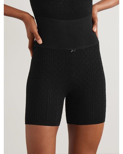 J.W. Anderson Black Bow-Embellished Pointelle-Knit Recycled-Jersey Shorts