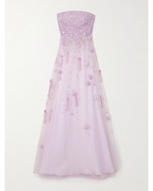 Georges Hobeika Pink Embellished Tulle Gown