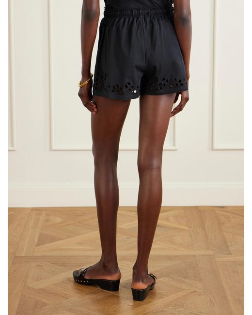Ulla Johnson Blue Vedi Ruffled Broderie Anglaise Organic Cotton-Jersey Shorts