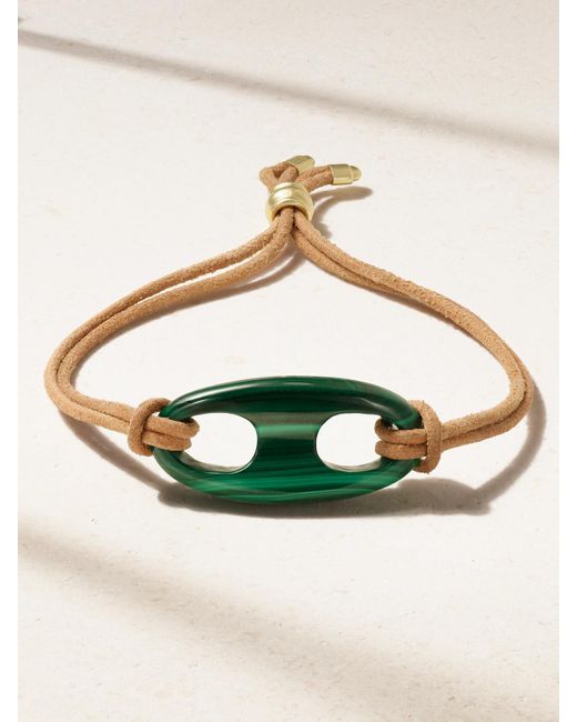 Jenna Blake Green 18-Karat Malachite And Suede Bracelet