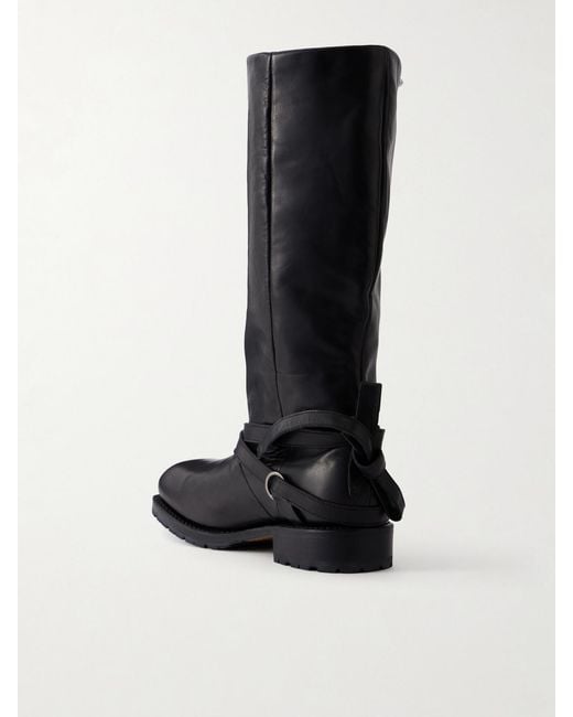 Our Legacy Black High Engine Tie-Embellished Leather Knee Boots