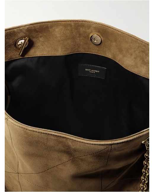 Saint Laurent Natural Jamie Shopping Quilted Suede Shoulder Bag