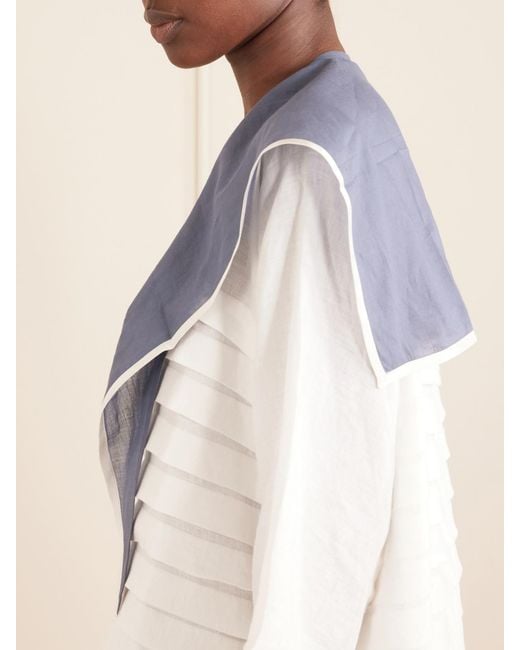 Les Vacances d'Irina Blue Sailor Cotton-Voile Triangle Scarf
