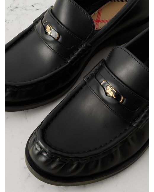 Burberry Black Leather Penny Loafers