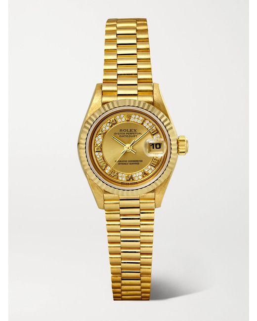 Stephanie Windsor Metallic Rolex Vintage 1995 Datejust Automatic 26Mm 18-Karat And Diamond Watch, Ref. No. 69178 (Fits Up To 6.1' Wrist)