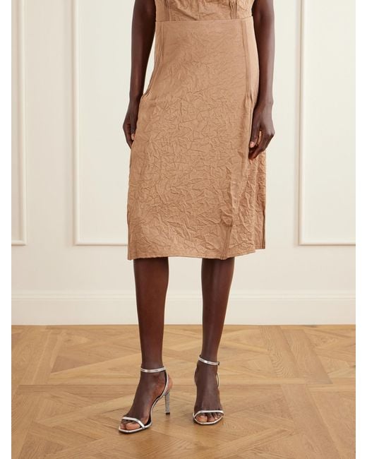 Tory Burch Natural Crinkled-Satin Skirt