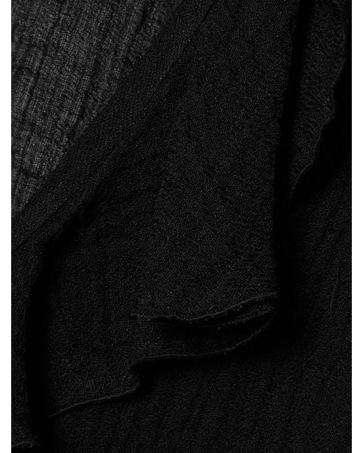 Lisa Marie Fernandez Black Open-Back Ruffled Linen-Blend Gauze Tunic
