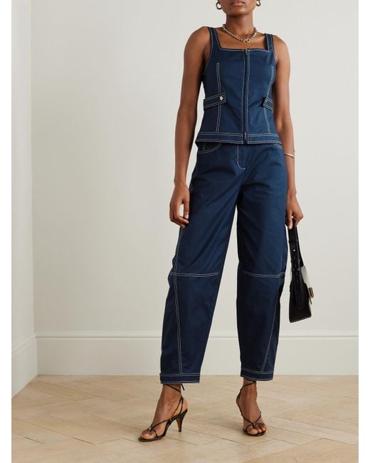 Jonathan Simkhai Blue Dolce Cotton-Blend Canvas Top