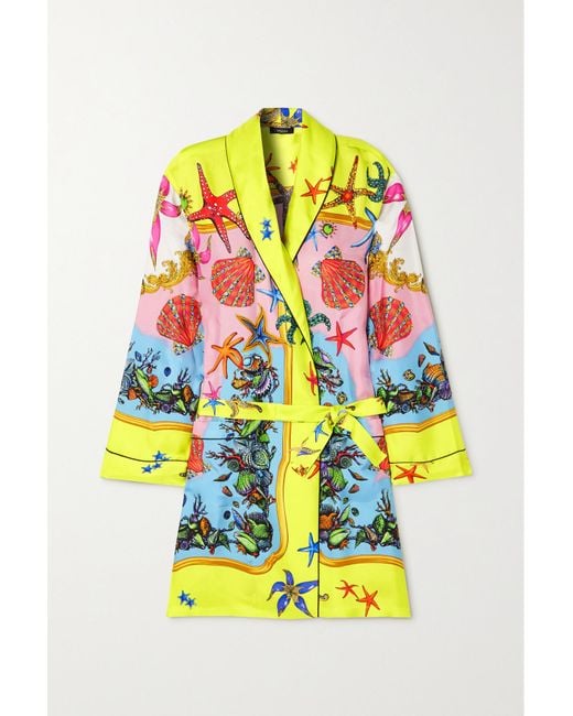 Versace Printed Silktwill Robe in Pink Lyst UK
