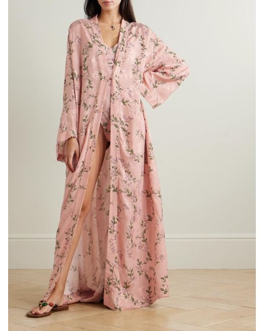 Agua Bendita Pink Amanda Wisteria Floral-Print Jacquard Coverup