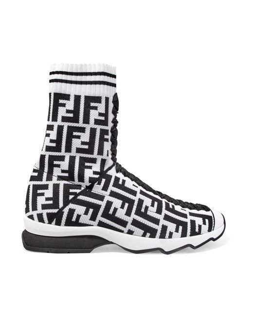 Fendi Logo Sock Sneaker Boots In Brown | ModeSens