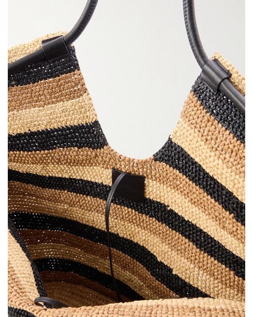 Zimmermann Natural Goldentime Large Embellished Leather-Trimmed Striped Raffia Tote