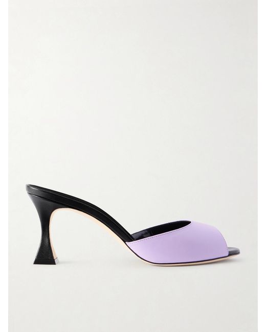 Manolo Blahnik Jadaron 70 Leather Mules in Natural | Lyst