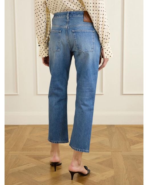 Valentino Garavani Blue Cropped Mid-Rise Straight-Leg Jeans