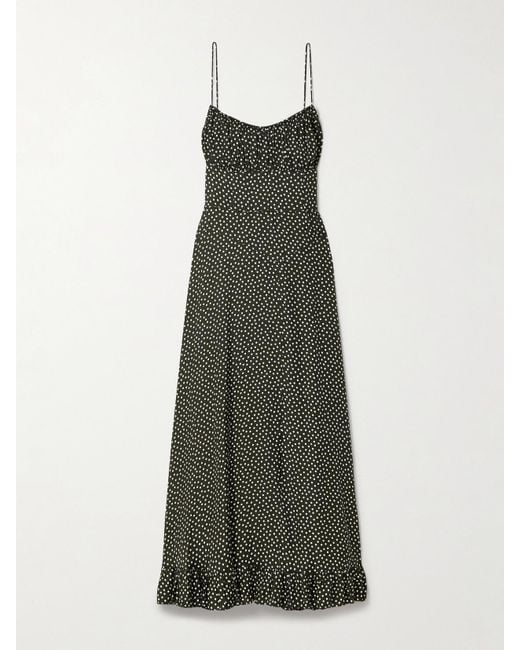 Doen Green Rosaria Midikleid Aus Einer Seidenmischung Mit Polka-Dots