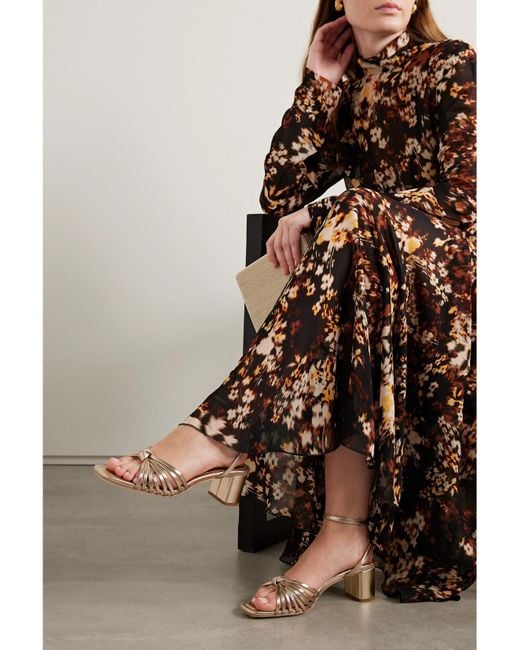 Loeffler Randall Natural Net Sustain Olivia Sandalen Aus Metallic-Leder Mit Knoten