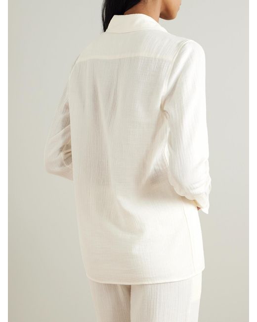 ÉTERNE Natural Constance Embellished Cotton-Gauze Shirt