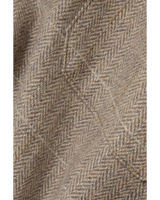 Denimist Natural Cropped Checked Herringbone Wool-Blend Jacket