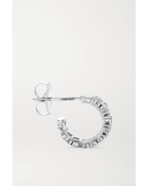 Suzanne Kalan White Shimmer 18-Karat Diamond Hoop Earrings