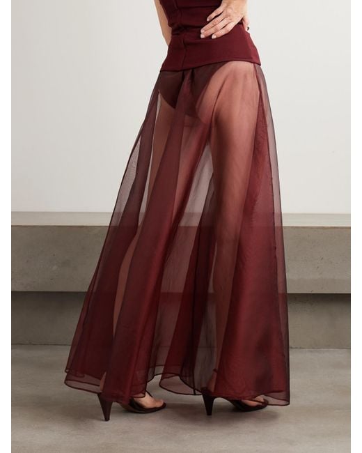 Esse Studios Purple Aire Silk-Organza Maxi Skirt
