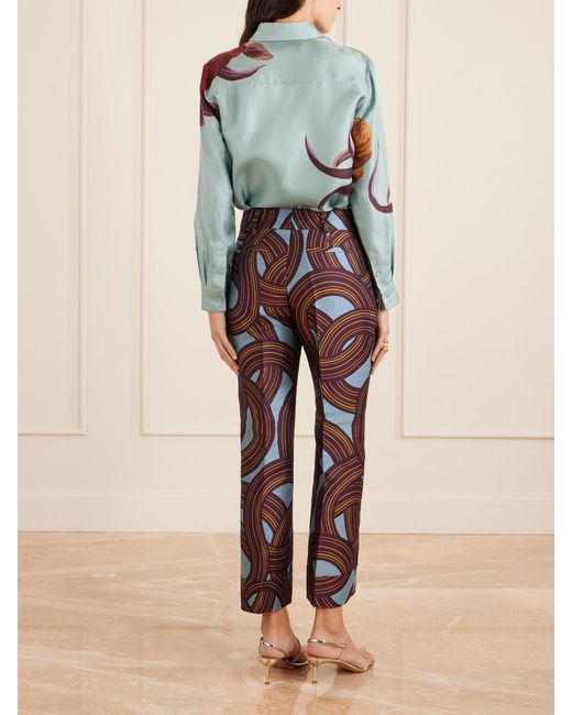 LaDoubleJ Blue Hendrix Cropped Jacquard Straight-Leg Pants