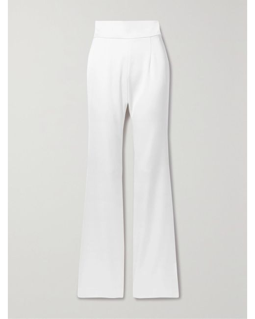 Galvan White Satin Flared Pants