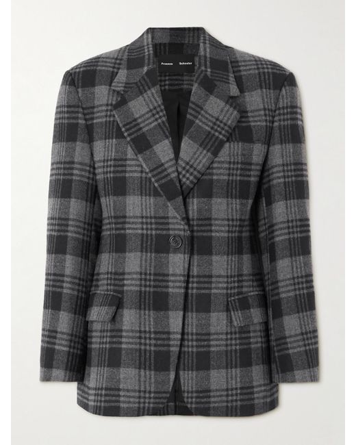 Proenza Schouler Black Daria Blazer Aus Karierter Wolle