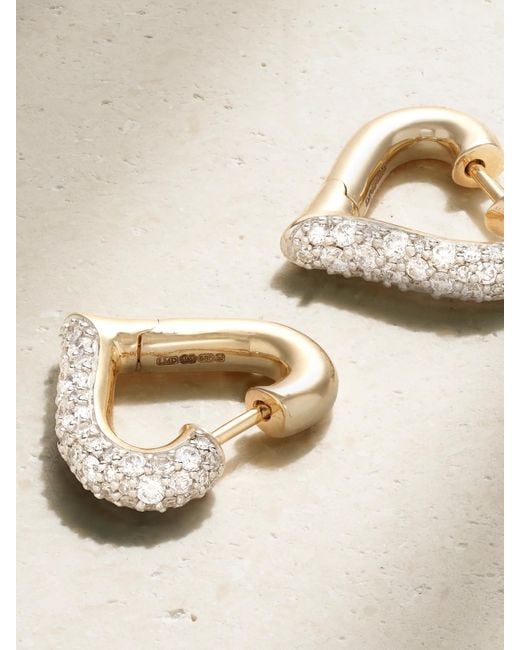 Lucy Delius Natural Baby Chubby Love Rhodium-Plated 14-Karat Diamond Hoop Earrings
