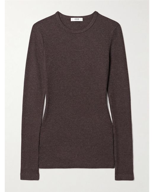Agolde Brown Delphi Ribbed Jersey Top