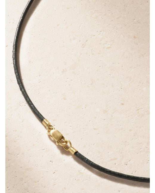 Marisa Klass Natural 18-Karat, Sujilite And Leather Necklace