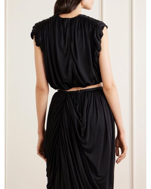 Heirlome Black Effie Gathered Silk-Jersey Tank