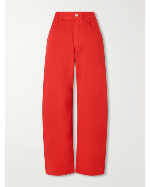 Alaïa Red Mid-Rise Wide-Leg Jeans