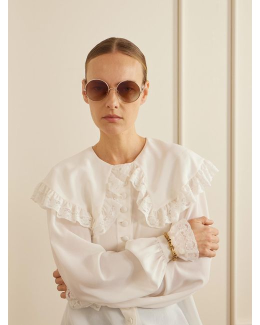 Chloé Brown Iconic Round-Frame-Tone Sunglasses
