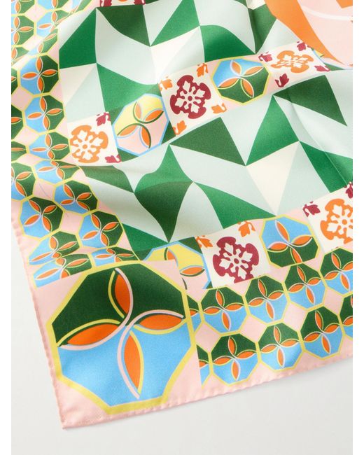 Christiano Marchelli Green Alessandra Printed Silk-Twill Scarf